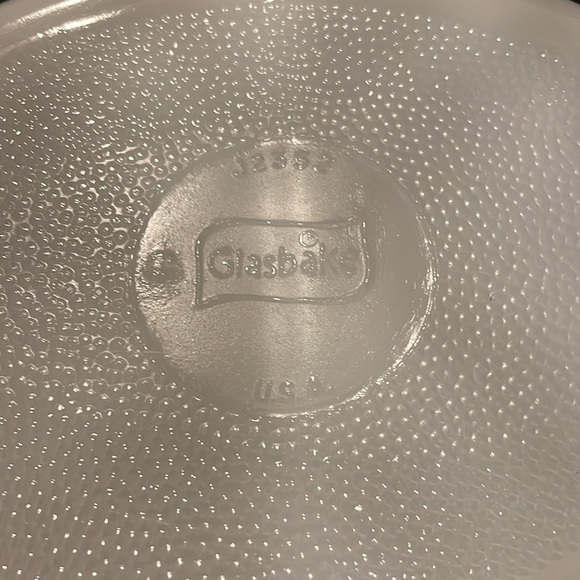 Vintage Glasbake Casserole Dish 1QT Green Daisy Milk Glass Oval 12" Divided - Picture 4 of 5